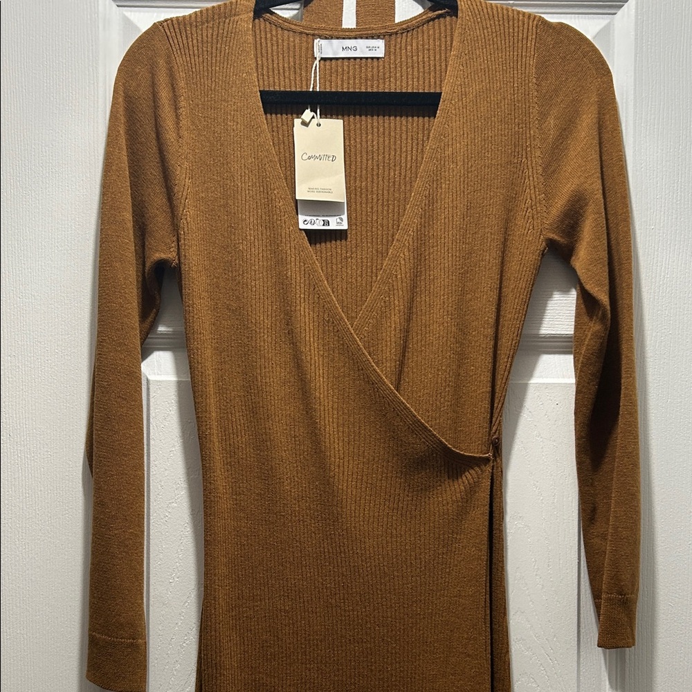 Mango Brown Ribbed Knit Dress - Picture 4 of 8
